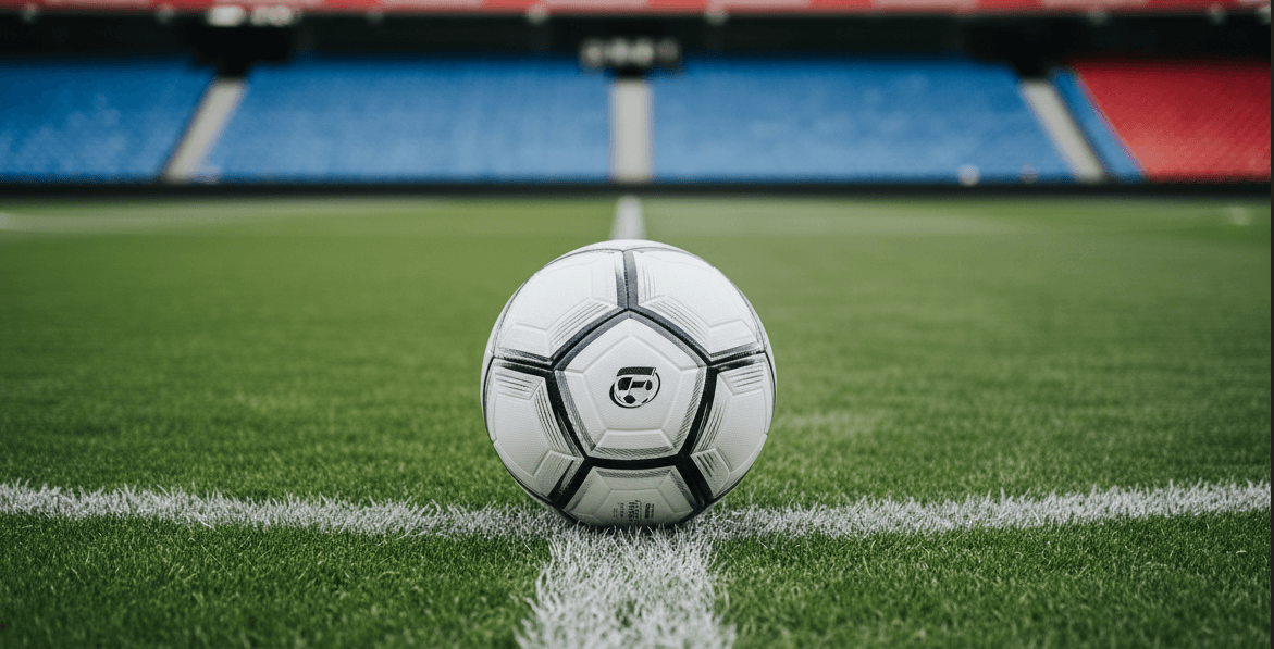Football player kicking ball in stadium